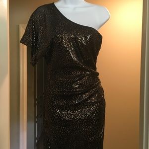 Elegant black leopard sequins dress